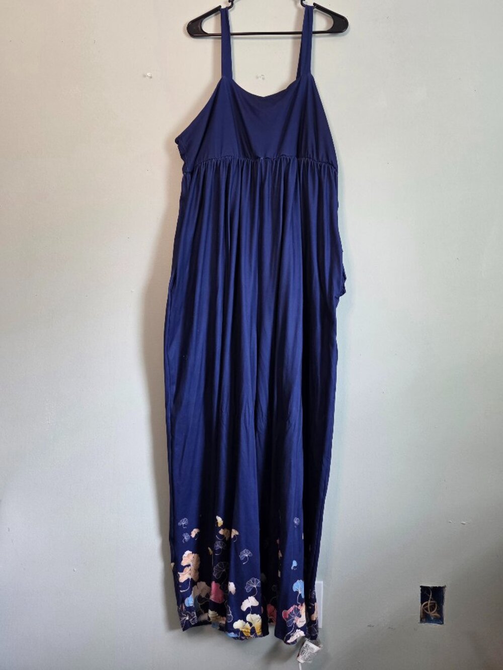 Pink Daisy Jumpsuit Women's 2X Blue Floral One Piece Pants Sleeveless NWOT